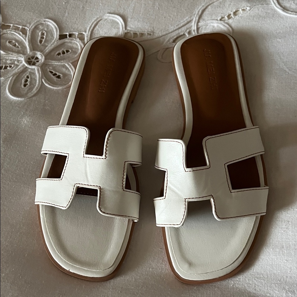 Elegant White Slide Sandals